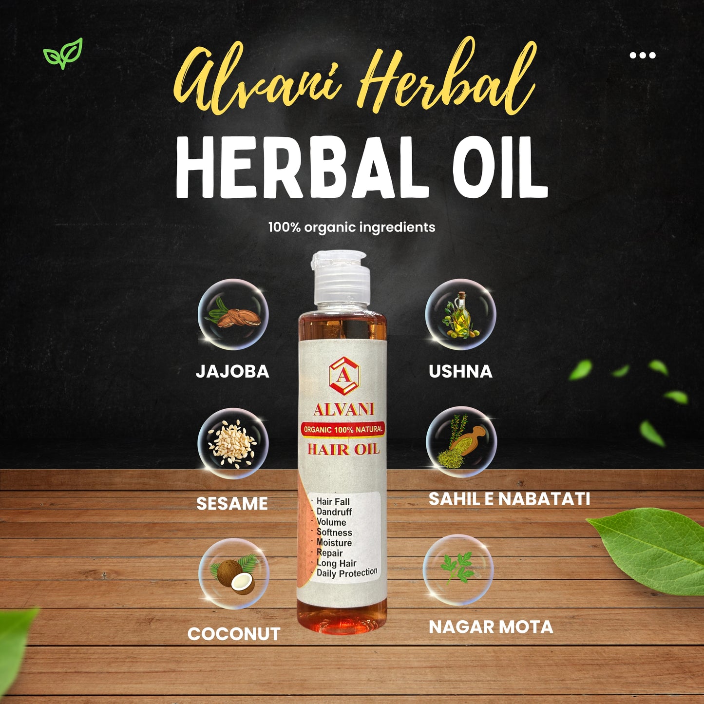 🌿 Alvani® Organic Hair Oil – 100% Natural Herbal Formula | Free Home Delivery 🔥